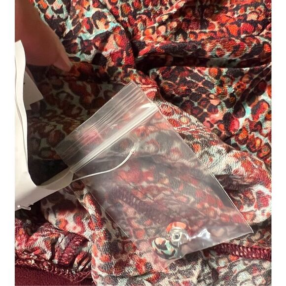 NICHOLAS Devan gathered snake-print crepe mini dress in Burgundy NWT Size 4 - Picture 10 of 11